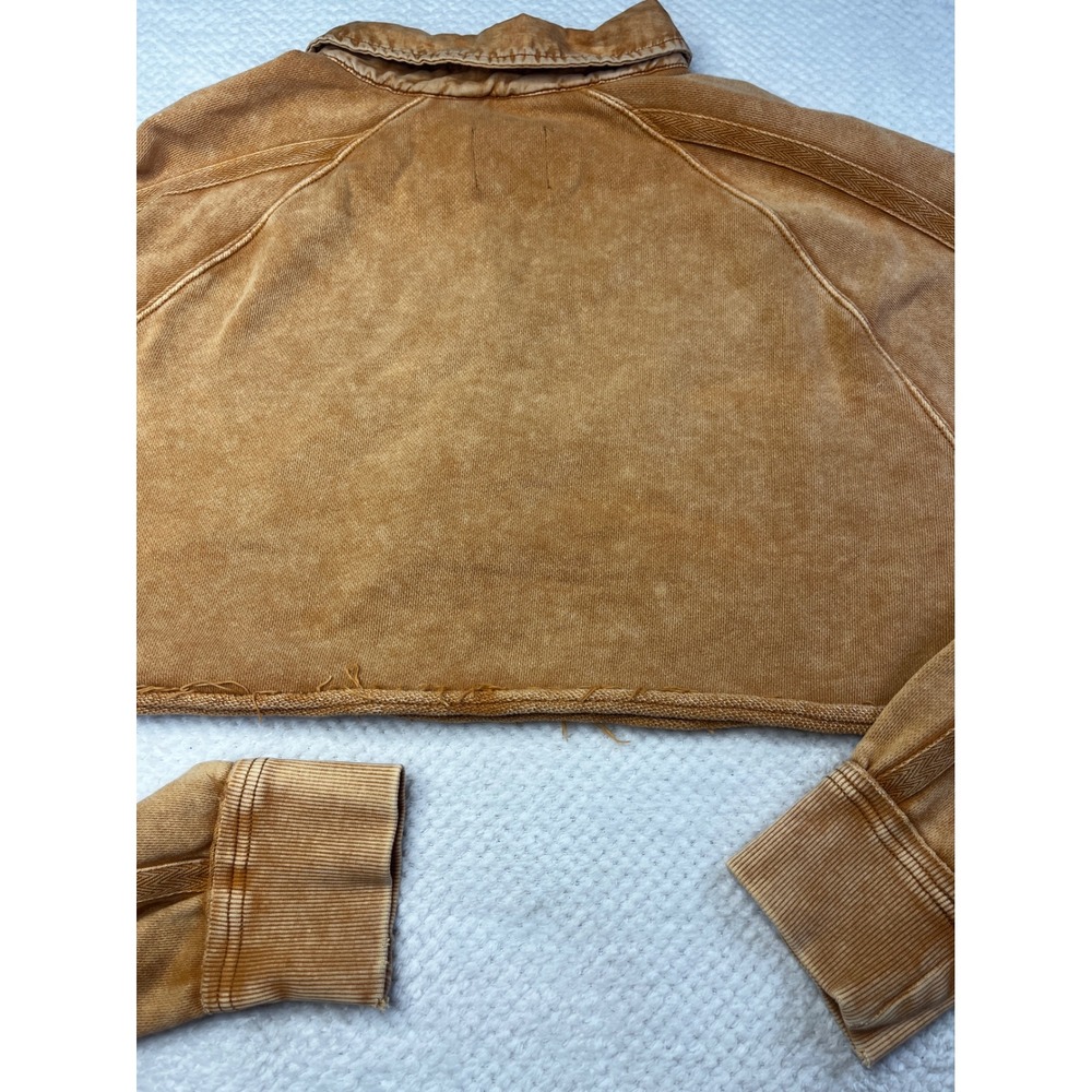 Free People Movement Cropped Pullover Sweatshirt Washed Amber Collared Size M - Picture 3 of 8